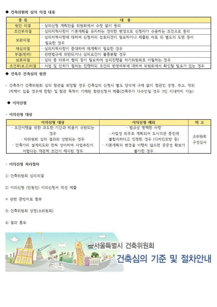 건축위원회 구조안전(심의, 재심의) 신청서 / 서울시 심의대상건축기준